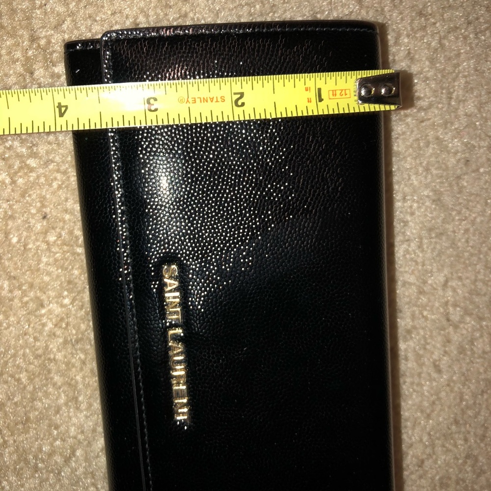 Saint Laurent YSL Grain De Poudre Nero Gold Wallet - Picture 3 of 8